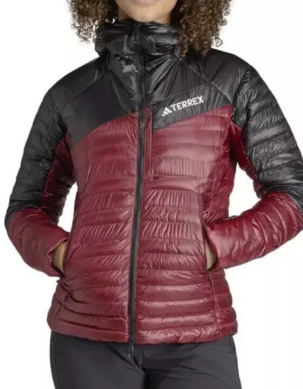 adidas Womens TERREX Techrock YR 800 Fill Down Hooded Jacket IB4198 L NWT$350